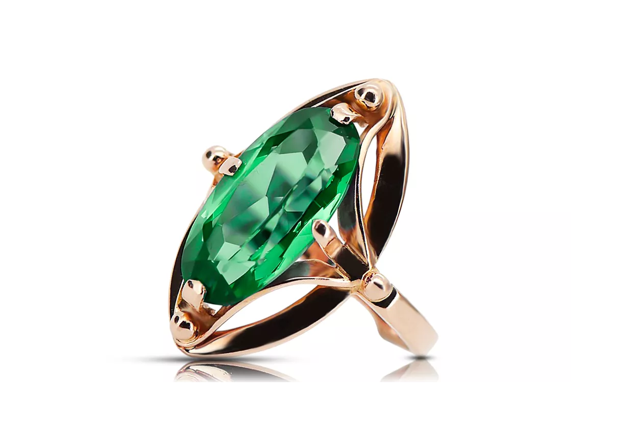 Anneau Style vintage Émeraude Or rose 14 carats vintage d'origine vrc047r Anneau Style vintage Émeraude Or rose 14 carats vintage d'origine vrc047r